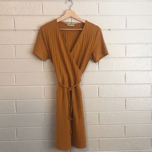 Zara mustard yellow mini wrap dress